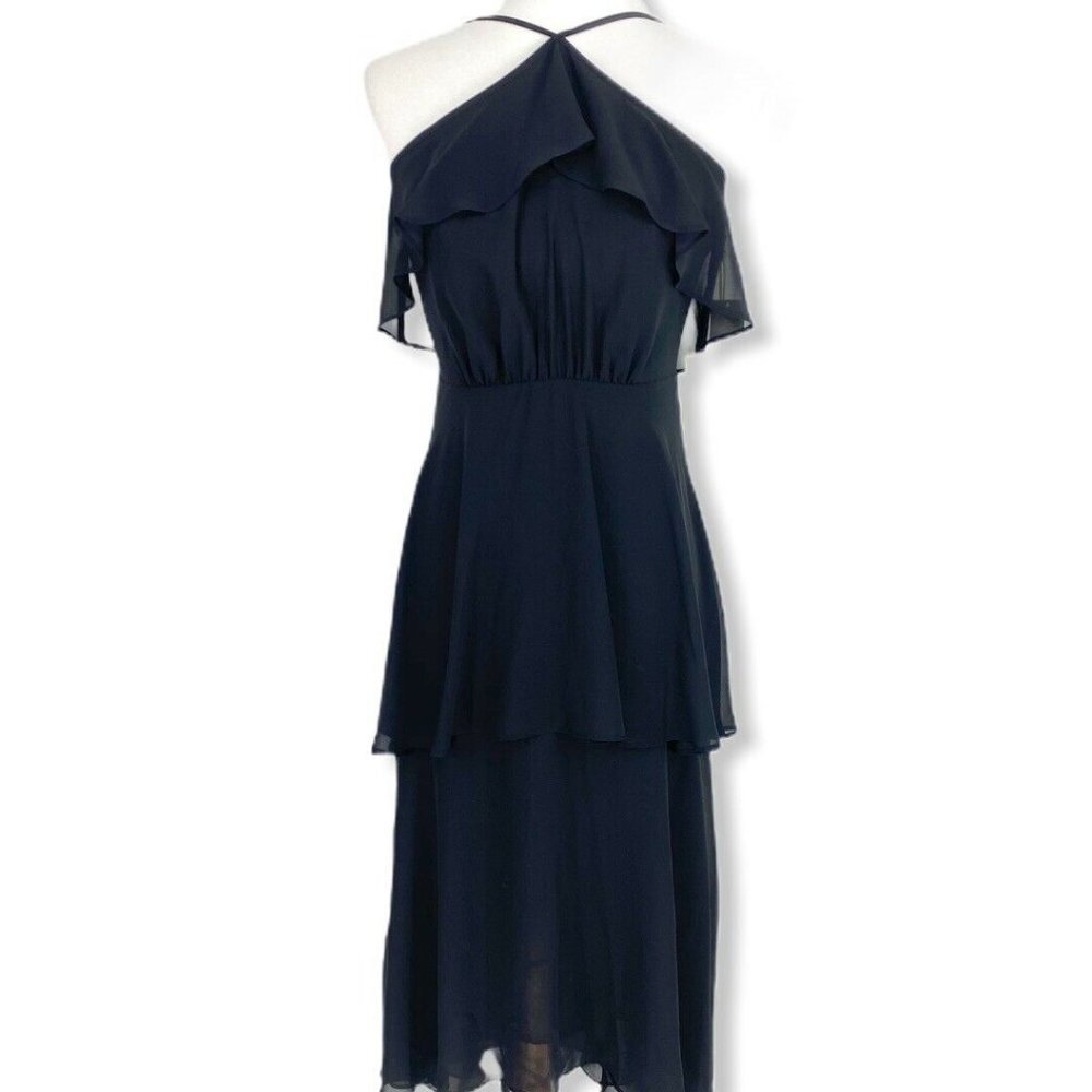 Cece Dress Size 4 Small Chiffon Tiered Halter Cocktail Party Evening Midi Lilli - Picture 4 of 11